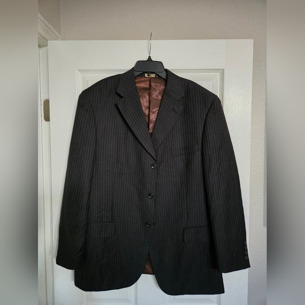 Classic Caravelli Black Blazer with Stripes And Notched Lapel